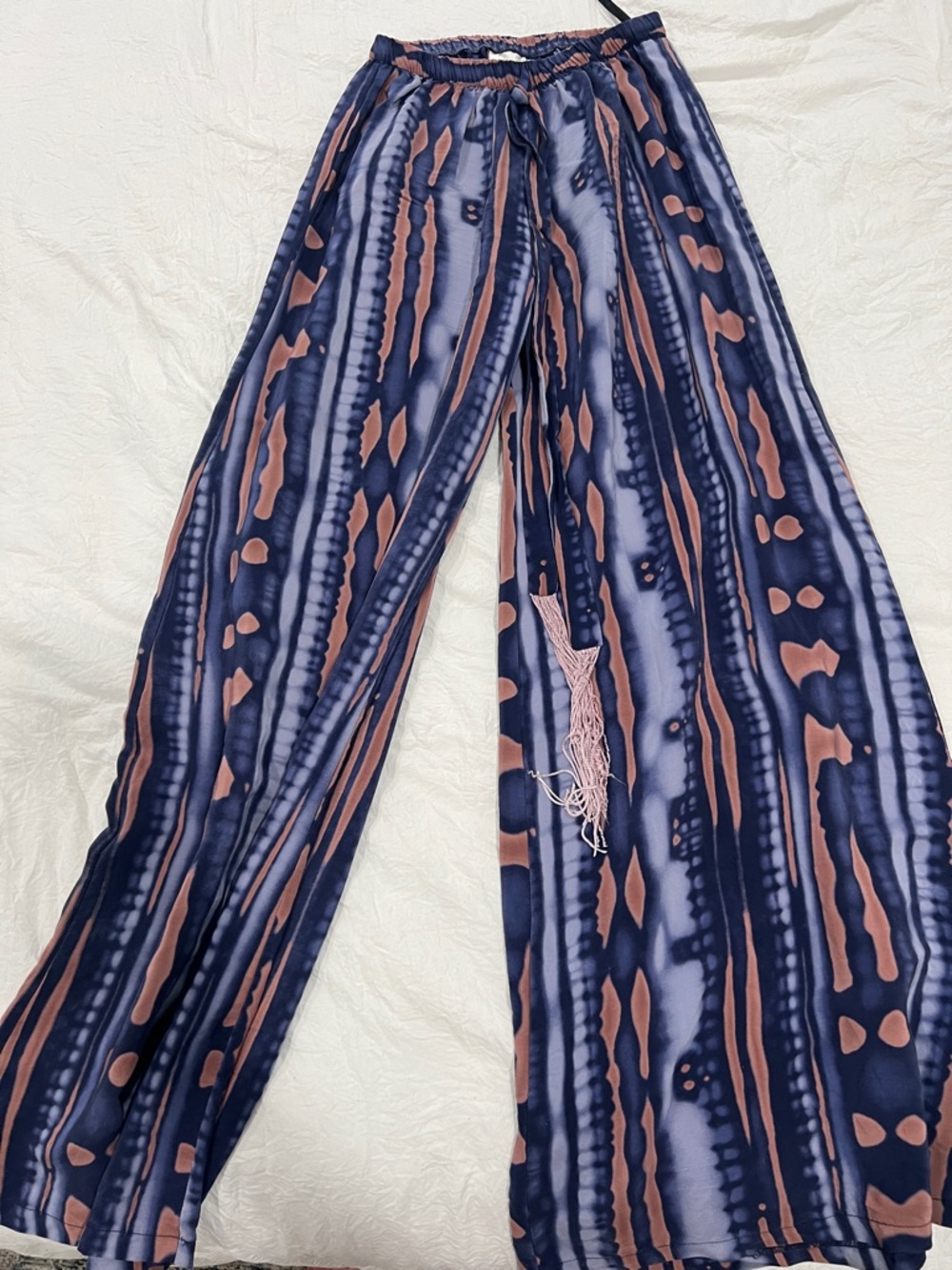 Alexis Navy and Blush Tie-Dye Wide Leg Pants